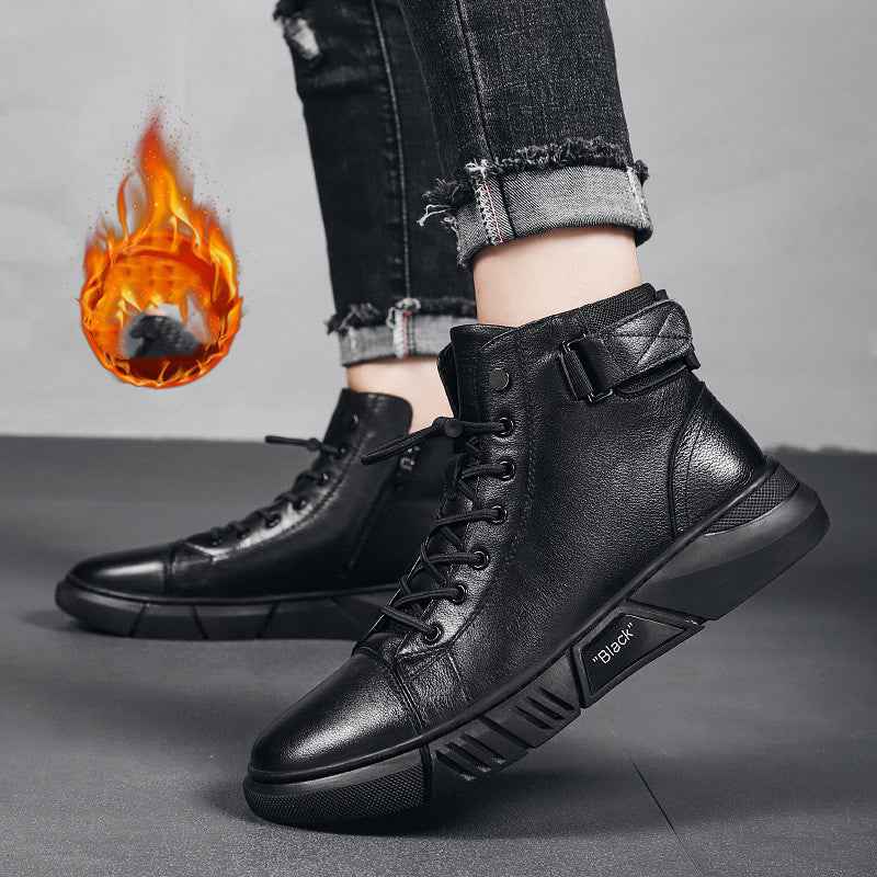 Men's New Leather Plush Martin Boots Casual
