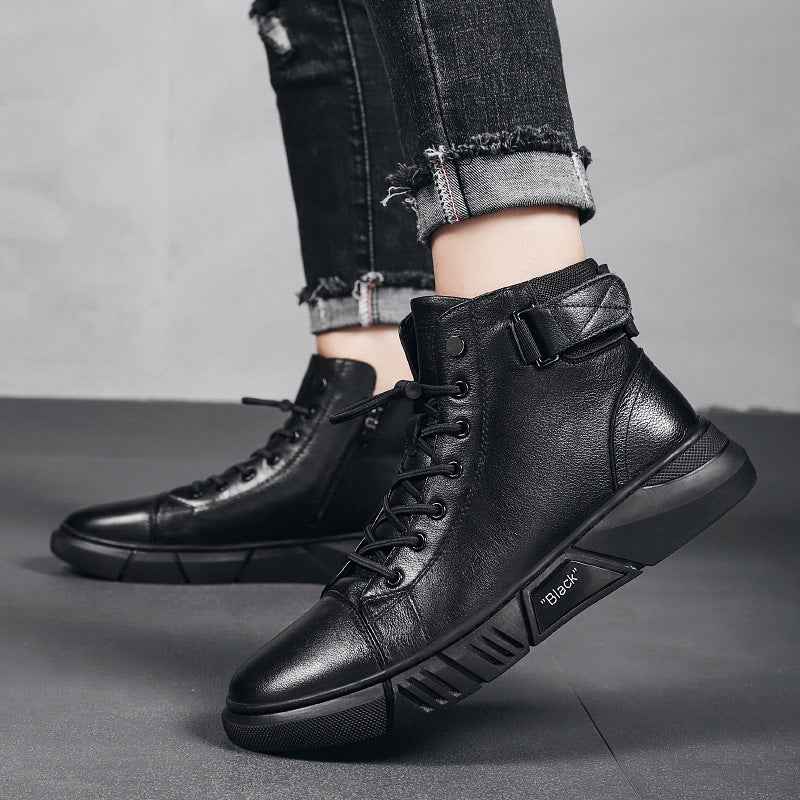 Men's New Leather Plush Martin Boots Casual