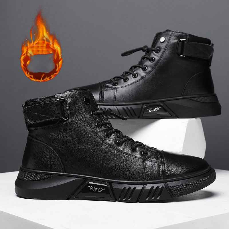 Men's New Leather Plush Martin Boots Casual
